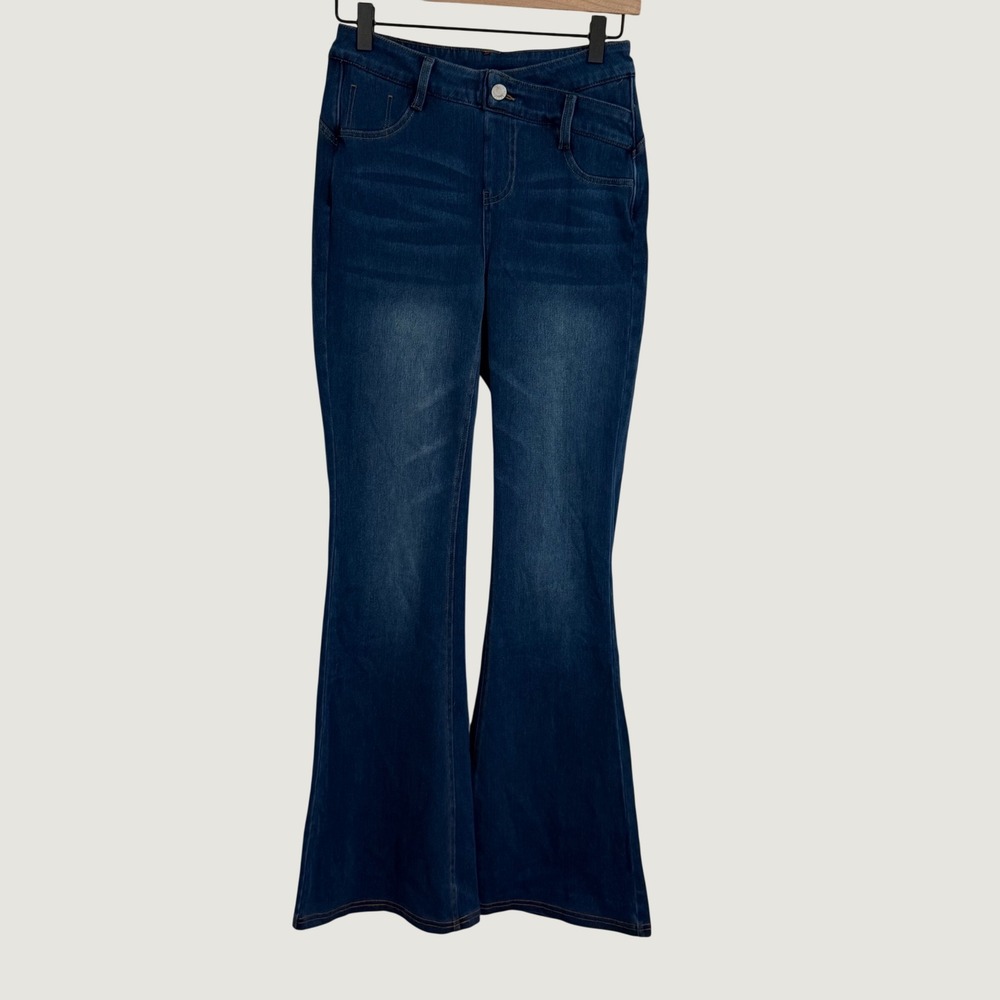 Halara Flex Flare Jeans Womens Small Blue Pull On High Rise Stretch Denim Boho
